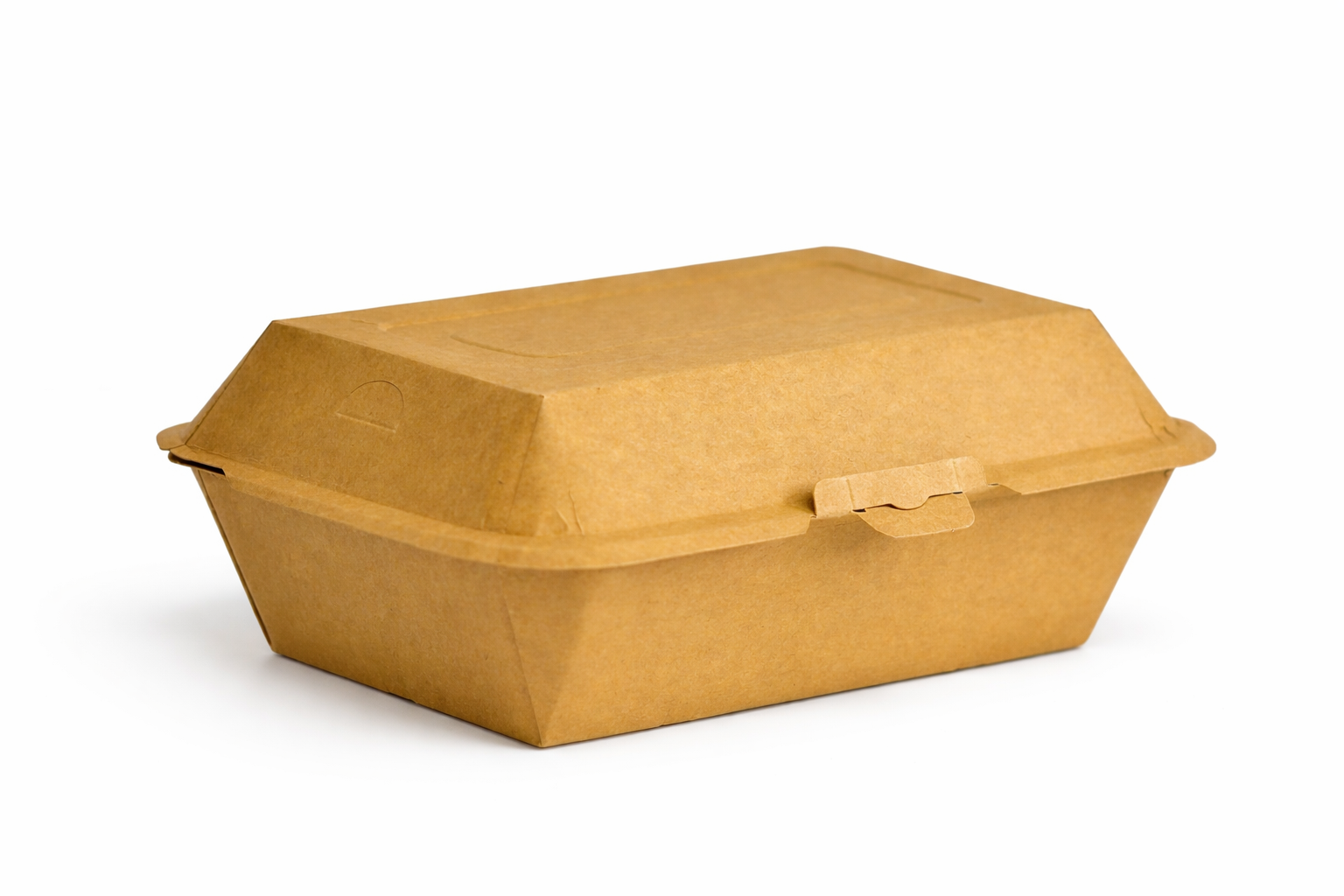 Closed kraft clamshell takeout container