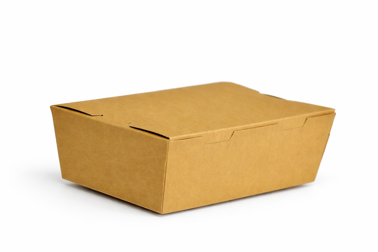 Closed kraft fold-top takeout box