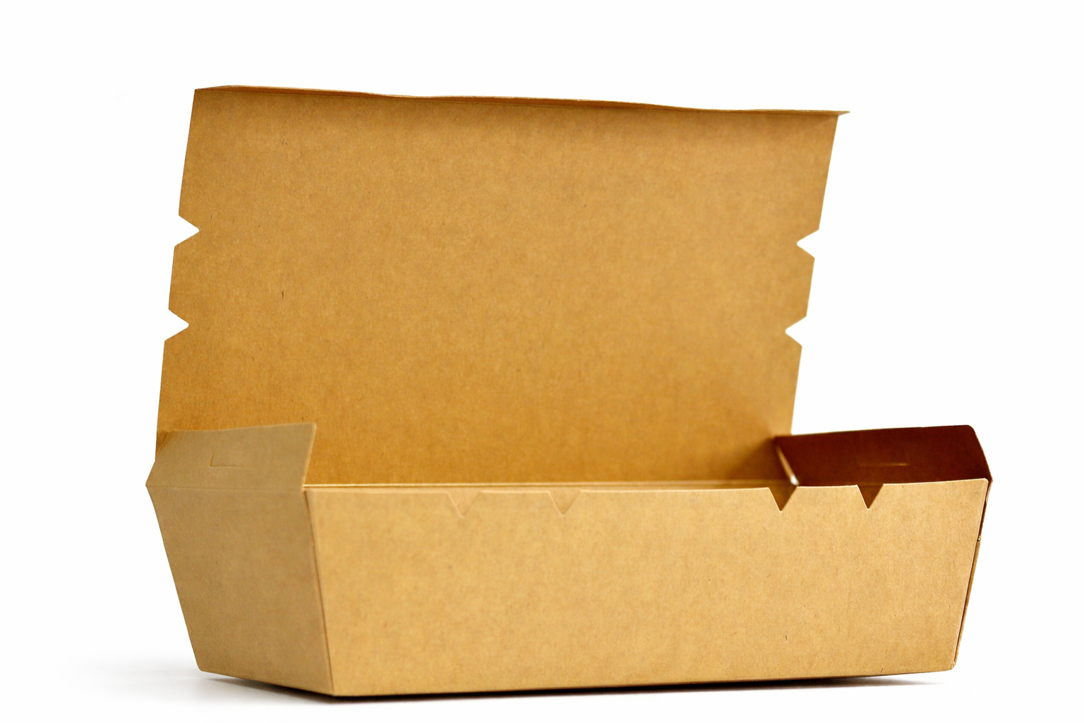 Open kraft fold-top takeout box